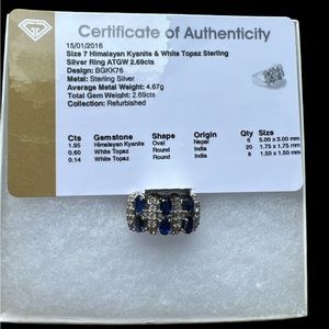 Himalayan kyanite & white topaz sterling silver ring